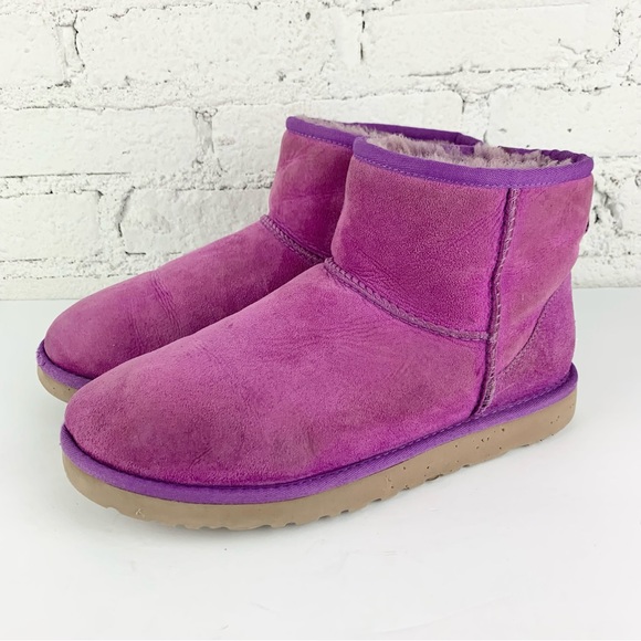 Ugg Classic Mini Purple Suede Two Tone Bootie 5854 US10 - Picture 1 of 11